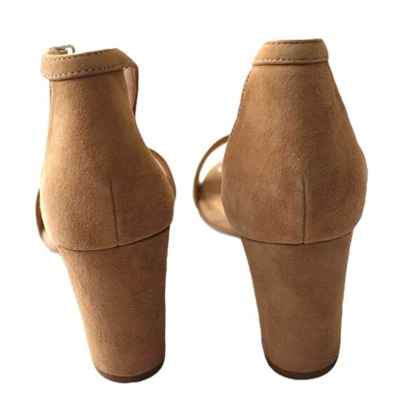 nwob ASOS In Every Story Genuine Suede Strappy Blocked Heel Sandals in Tan - 10W - Picture 8 of 10